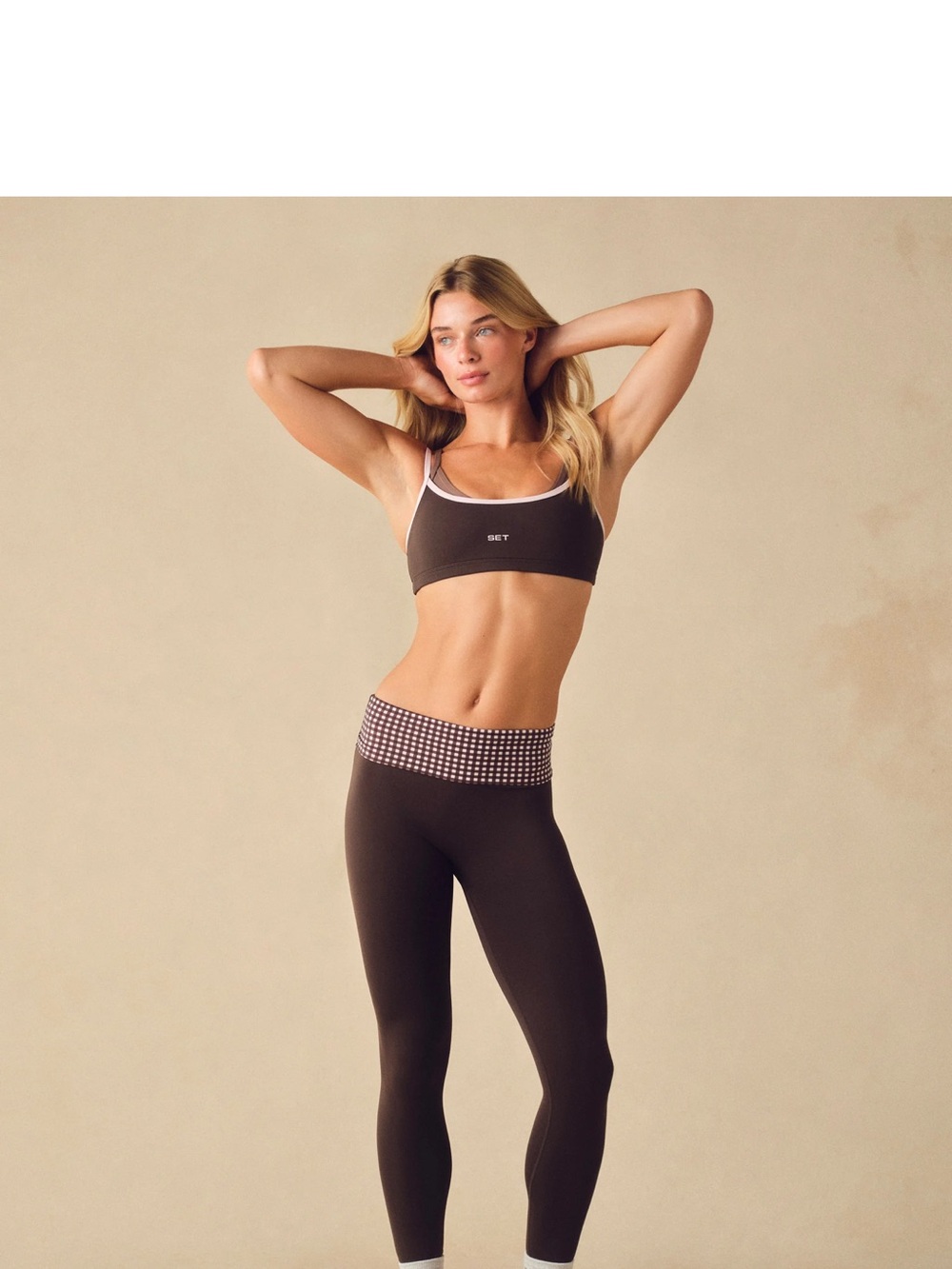 SET active Breathe Gingham Fold-Over Leggings